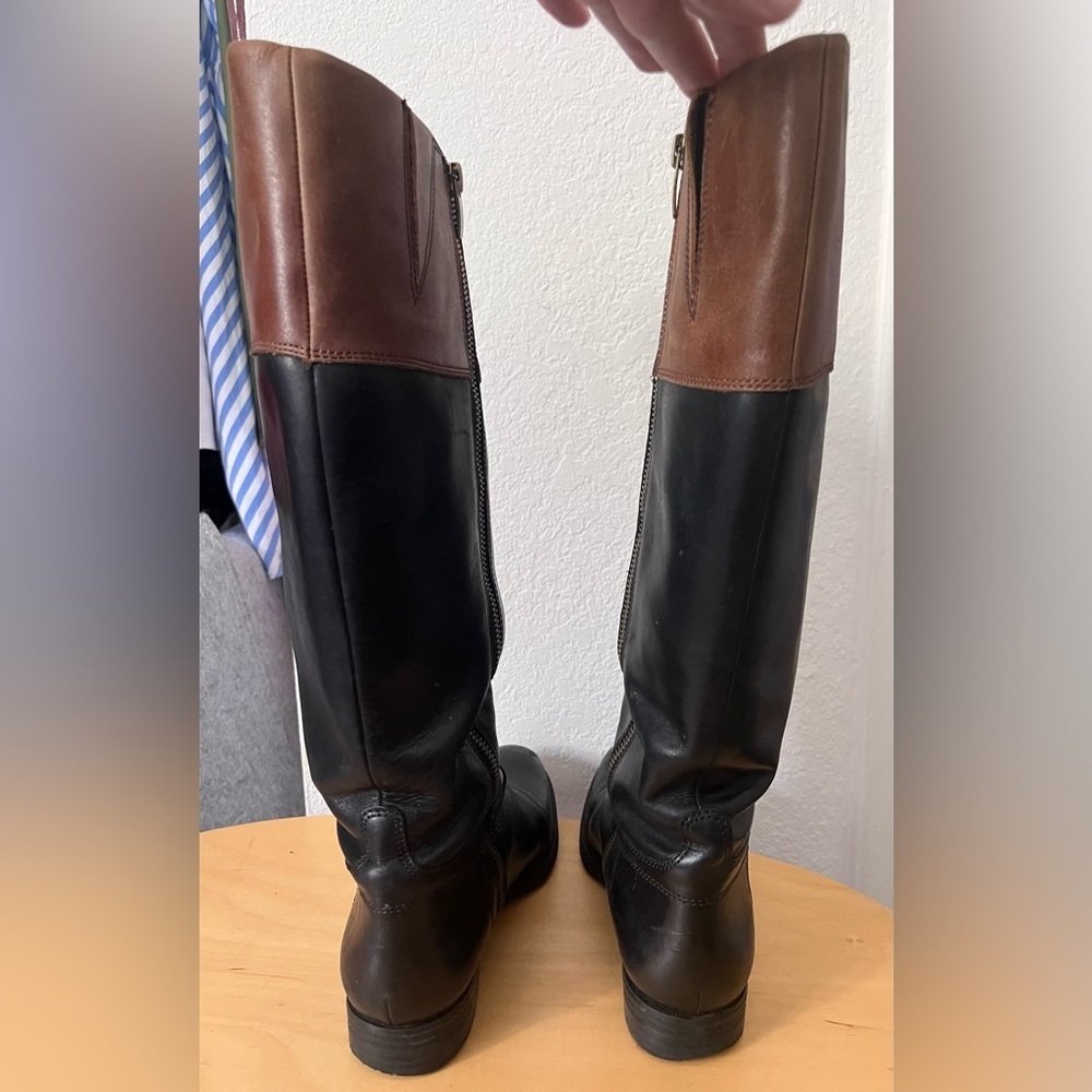 Enzo Angiolini Ellerby Riding Boots Leather Black & Brown Size 7.5 Equestrian - Picture 8 of 16